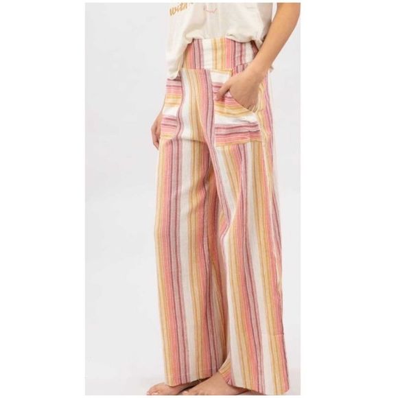 Rip Curl Pants - Nwt Rip Curl High Waist Wide Leg Striped Pants Size Large
